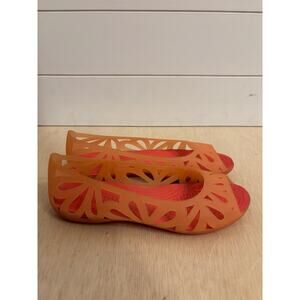 Crocs Adrina Cutout Jelly Flats Womens 6 Coral Peach Orange Peep Toe